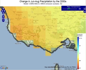 ClimateWiz 2050s Winter Rain, West Vic, A2 Emissions, CSIRO Model